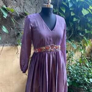 Organic Cotton Maxi/ full sleeve maxi dress/Handmade dress with hand embroidery